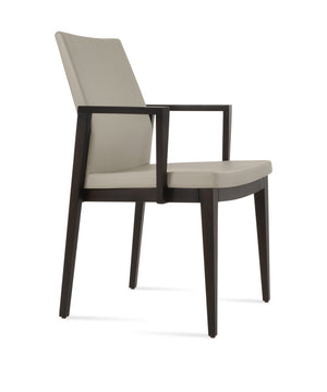 Soho Concept Pasha Wood Armchair Dining Chair - Elegant Leatherette Seat, 2-year Guarantee, 350 Lb Capacity Light Grey  Soho-concept-dining-chair-04982