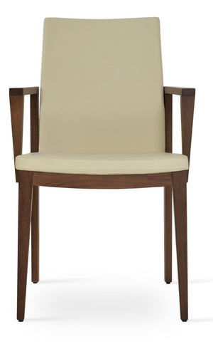 Soho Concept Pasha Wood Armchair Dining Chair - Elegant Leatherette Seat, 2-year Guarantee, 350 Lb Capacity Walnut,Cream  Soho-concept-dining-chair-04937