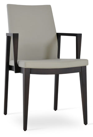 Soho Concept Pasha Wood Armchair Dining Chair - Elegant Leatherette Seat, 2-year Guarantee, 350 Lb Capacity Walnut,Light Grey  Soho-concept-dining-chair-04939