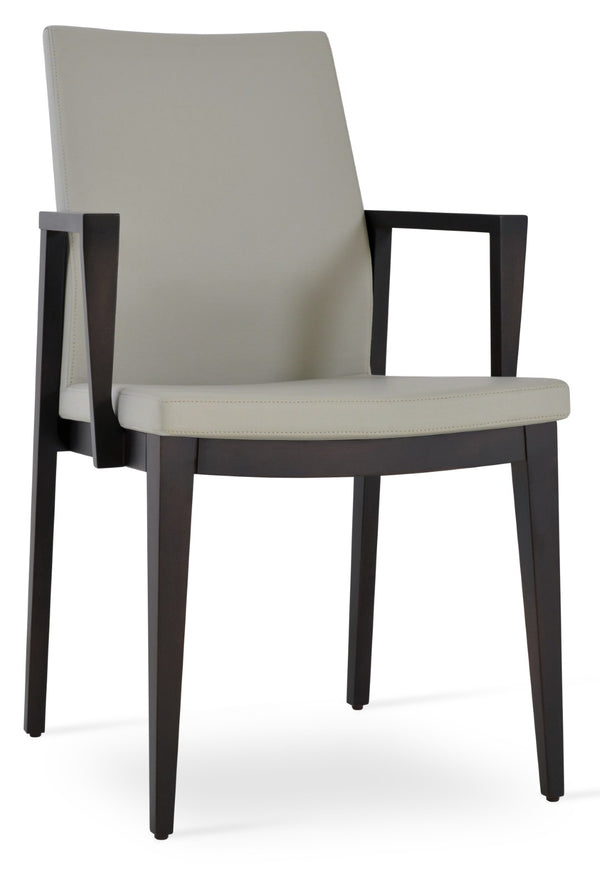 Soho Concept Pasha Wood Armchair Dining Chair - Elegant Leatherette Seat, 2-year Guarantee, 350 Lb Capacity Walnut,Light Grey  Soho-concept-dining-chair-04939