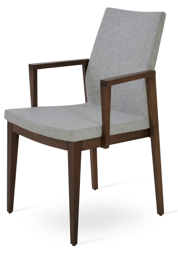 Soho Concept Pasha Wood Armchair With Camira Era Fabric - Premium Comfort, 10-year Guarantee, Walnut Finish Walnut,Silver  Soho-concept-dining-chair-04931