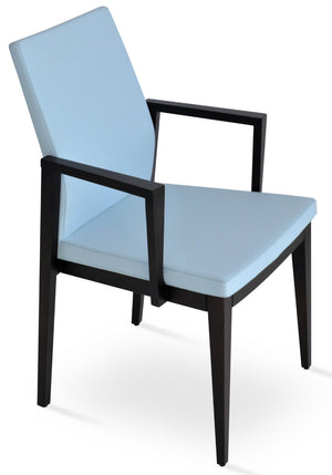Soho Concept Pasha Wood Armchair Dining Chair - Elegant Leatherette Seat, 2-year Guarantee, 350 Lb Capacity Skyblue  Soho-concept-dining-chair-04943