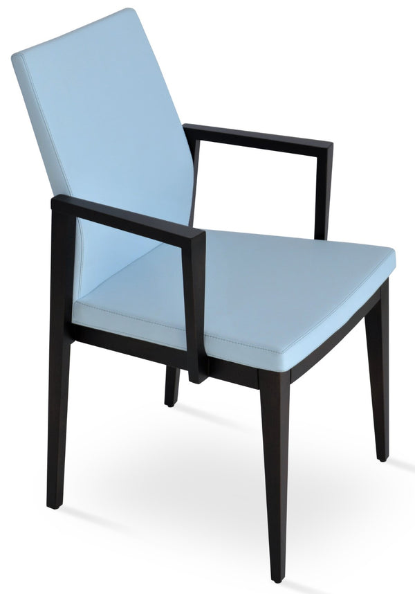 Soho Concept Pasha Wood Armchair Dining Chair - Elegant Leatherette Seat, 2-year Guarantee, 350 Lb Capacity Skyblue  Soho-concept-dining-chair-04943