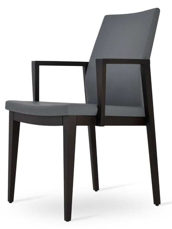 Soho Concept Pasha Wood Armchair Dining Chair - Elegant Leatherette Seat, 2-year Guarantee, 350 Lb Capacity Grey  Soho-concept-dining-chair-04940