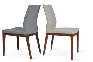 Soho Concept Pasha Wood Dining Chair - Stylish & Durable, 400 Lbs Capacity, Camira Boucle Or Leather Upholstery Walnut,Grey  Soho-concept-dining-chair-04951