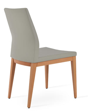Soho Concept Pasha Wood Armchair Dining Chair - Elegant Leatherette Seat, 2-year Guarantee, 350 Lb Capacity Natural,Light Grey  Soho-concept-dining-chair-04965