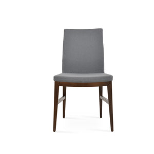 Soho Concept Pasha Wood Armchair Dining Chair - Premium Comfort In Camira Yoredale Fabric & Genuine Leather Grey  Soho-concept-dining-chair-04970