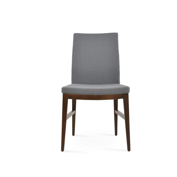 Soho Concept Pasha Wood Armchair Dining Chair - Premium Comfort In Camira Yoredale Fabric & Genuine Leather Grey  Soho-concept-dining-chair-04970
