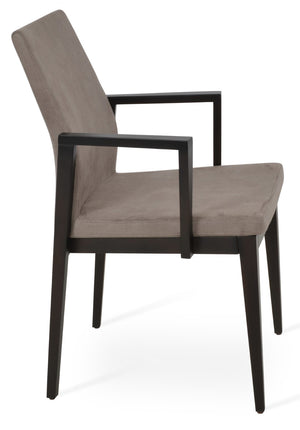 Soho Concept Pasha Wood Armchair Dining Chair - Durable Beech With Stylish Upholstery Options & 10-year Guarantee Seat Nubuck Fabric Smoke Coffee  Soho-concept-dining-chair-04731