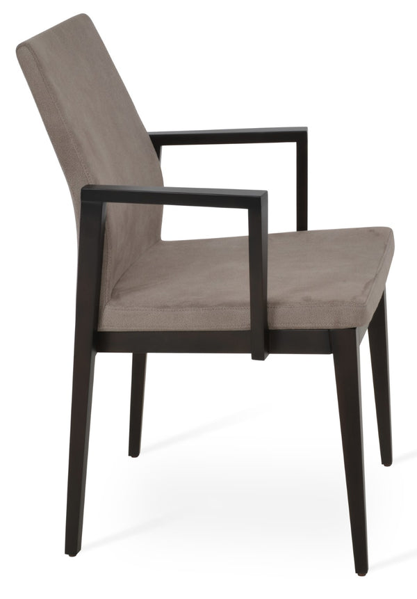 Soho Concept Pasha Wood Armchair Dining Chair - Durable Beech With Stylish Upholstery Options & 10-year Guarantee Seat Nubuck Fabric Smoke Coffee  Soho-concept-dining-chair-04731