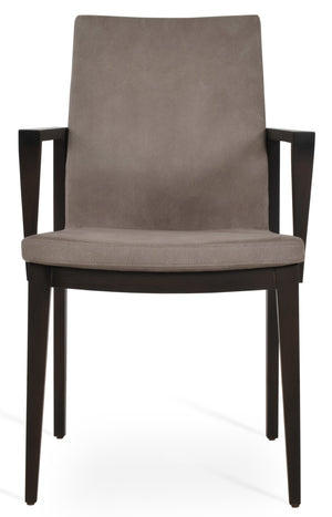 Soho Concept Pasha Wood Armchair Dining Chair - Durable Beech With Stylish Upholstery Options & 10-year Guarantee Seat Nubuck Fabric Smoke Coffee  Soho-concept-dining-chair-04731
