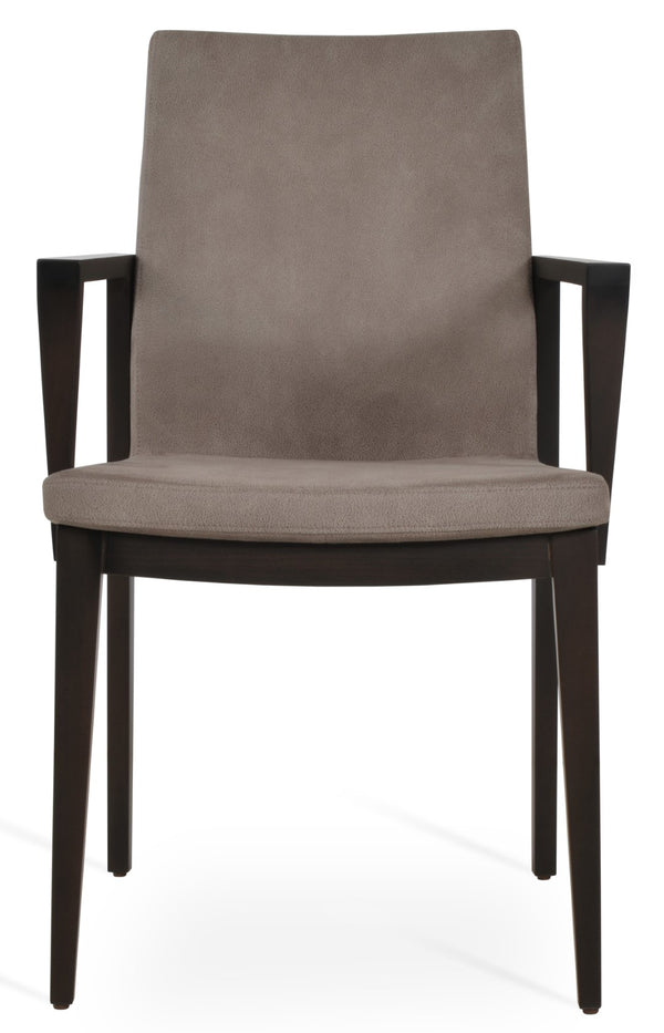 Soho Concept Pasha Wood Armchair Dining Chair - Durable Beech With Stylish Upholstery Options & 10-year Guarantee Seat Nubuck Fabric Smoke Coffee  Soho-concept-dining-chair-04731