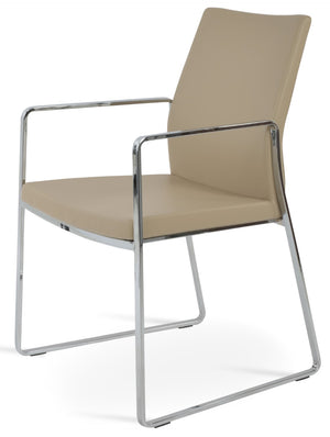 Soho Concept Pasha Sled Armchair - Premium Upholstered Dining Chair With Sleek Base & 10-year Guarantee, Modern Design Chrome  Soho-concept-dining-chair-04833