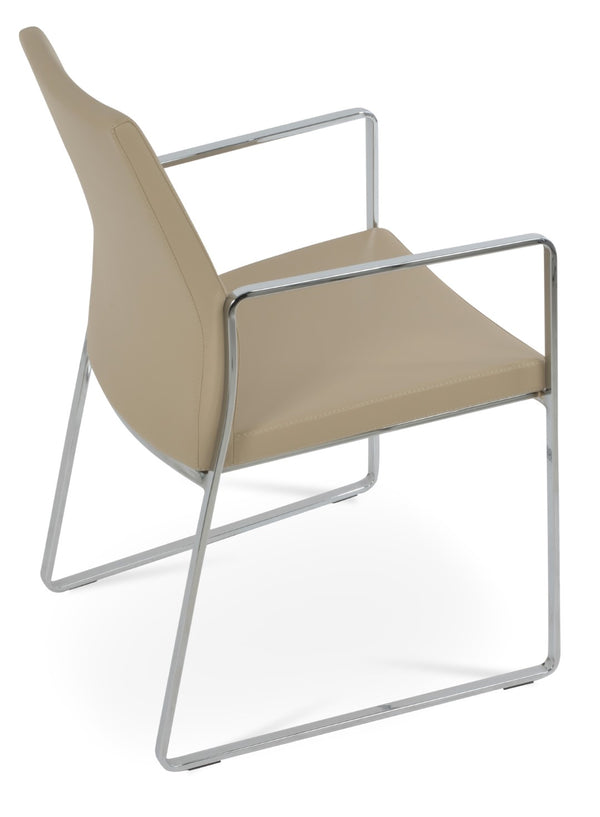 Soho Concept Pasha Sled Armchair - Premium Upholstered Dining Chair With Sleek Base & 10-year Guarantee, Modern Design Chrome  Soho-concept-dining-chair-04833