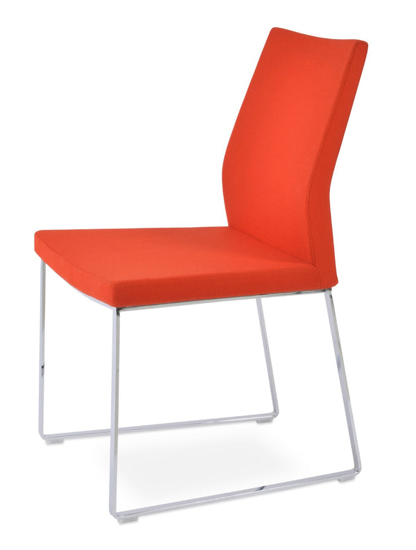 Soho Concept Pasha Sled Dining Chair In Orange - Luxurious Camira Blazer Wool Fabric With 10-year Guarantee! Chrome,Orange  Soho-concept-dining-chair-04852