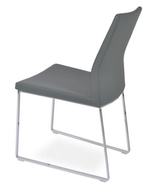 Soho Concept Pasha Sled Dining Chair In Soft Cream - Stylish Leatherette Design With 2-year Guarantee Included! Chrome,Grey  Soho-concept-dining-chair-04882