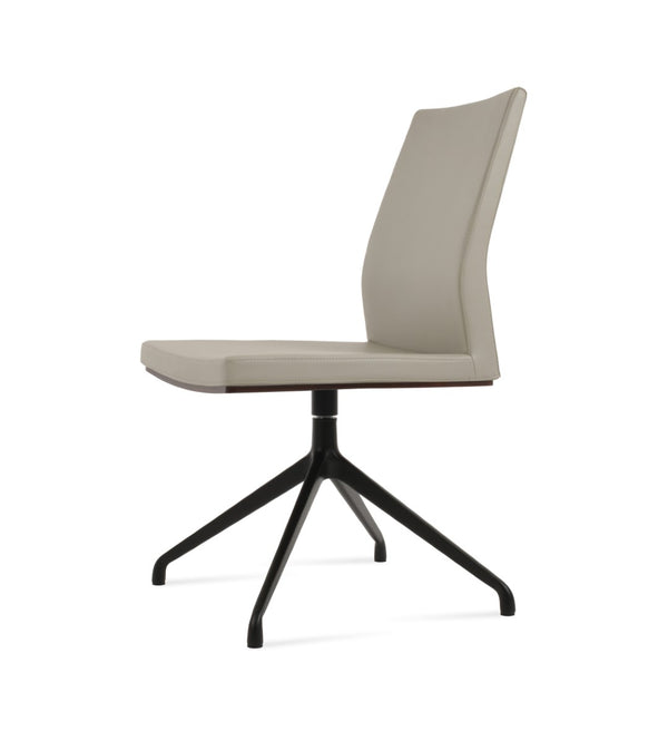 Soho Concept Pasha Stylish Spider Swivel Dining Chair With 2-year Guarantee In Soft Black & Light Grey Leatherette Black,Light Grey  Soho-concept-dining-chair-04890