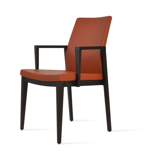 Soho Concept Pasha Wood Armchair Dining Chair - Elegant Leatherette Seat, 2-year Guarantee, 350 Lb Capacity Brick  Soho-concept-dining-chair-04923