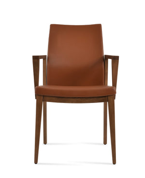 Soho Concept Pasha Wood Armchair Dining Chair - Elegant Leatherette Seat, 2-year Guarantee, 350 Lb Capacity Walnut  Soho-concept-dining-chair-04921