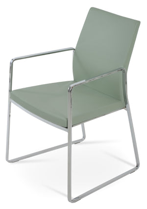 Soho Concept Pasha Sled Armchair - Premium Upholstered Dining Chair With Sleek Base & 10-year Guarantee, Modern Design Chrome  Soho-concept-dining-chair-04835