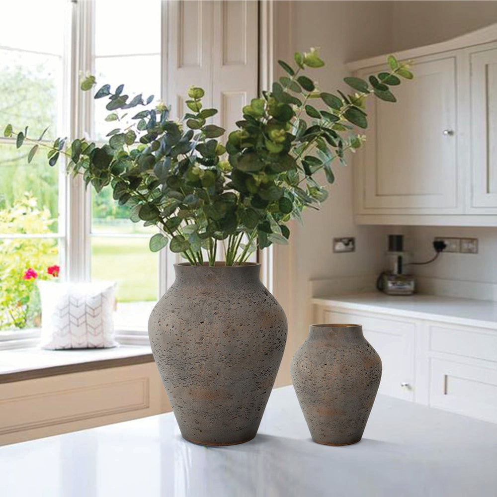 Lh Imports Amphora Large Vase - Elevate Your Home Decor With Timeless Rustic Charm And Elegant Design Brown Antique Brown Ro,Cement Pat035l-ch