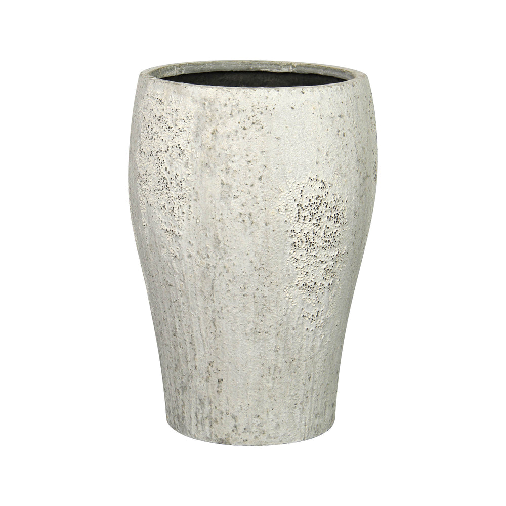 Lh Imports Uxmal Large Pot - Elegant Antique Design To Elevate Your Home Decor And Enhance Any Space White Oyster Concrete Pat036l-aw