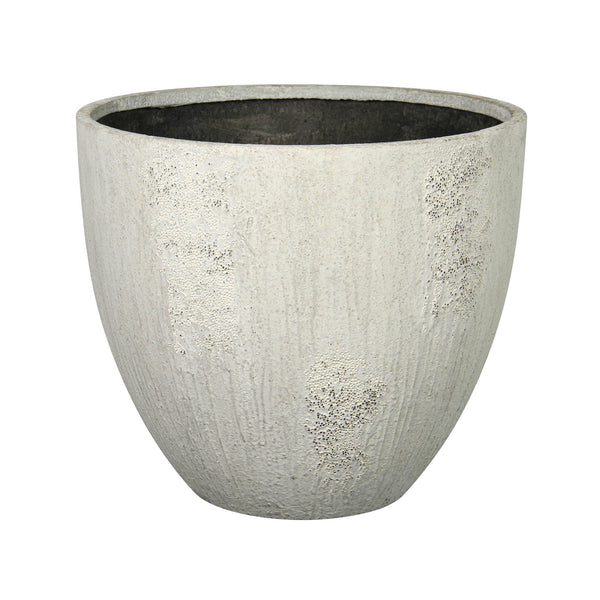 Lh Imports Uxmal Large Pot - Elegant Antique Design To Elevate Your Home Decor And Enhance Any Space White Oyster Concrete Pat036s-aw