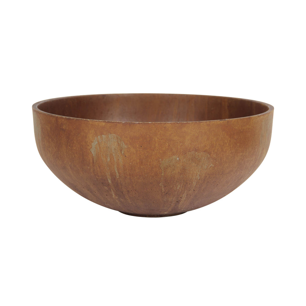 Lh Imports Rustic Tapered Bowl - Corten Finish, Stunning Limestone Craftsmanship For Elegant Home Décor Brown Limestone Pat041-co
