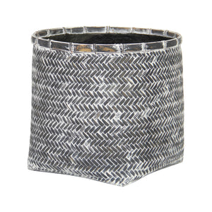 Lh Imports Bamboo Indoor Basket Pot – Stylish Home Decor Accent For Elegant Plant Display And Organization Grey Bamboo,Concrete Pat043-gw