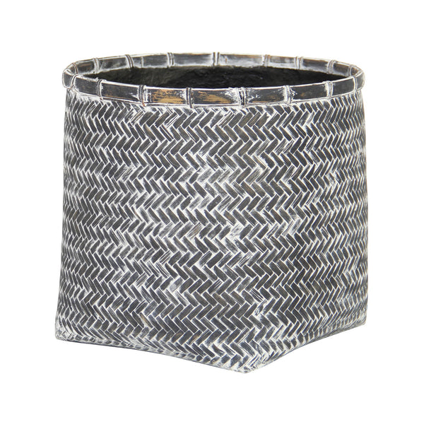 Lh Imports Bamboo Indoor Basket Pot – Stylish Home Decor Accent For Elegant Plant Display And Organization Grey Bamboo,Concrete Pat043-gw
