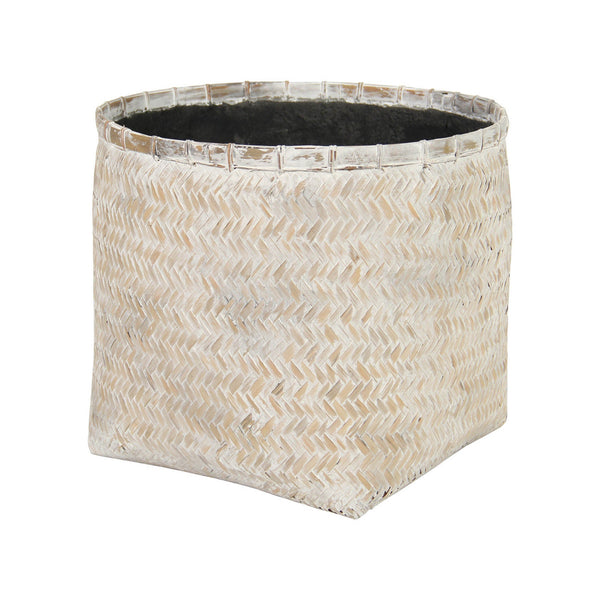 Lh Imports Bamboo Indoor Basket Pot – Stylish Home Decor Accent For Elegant Plant Display And Organization Beige Bamboo,Concrete Pat043-ww