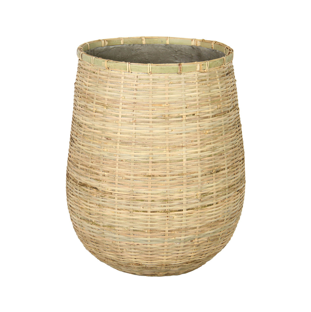 Lh Imports Bamboo Indoor Basket Pot - Natural Elegance For Your Home Décor, Perfect For Plant Lovers & Style Brown Bamboo,Concrete Pat046-n
