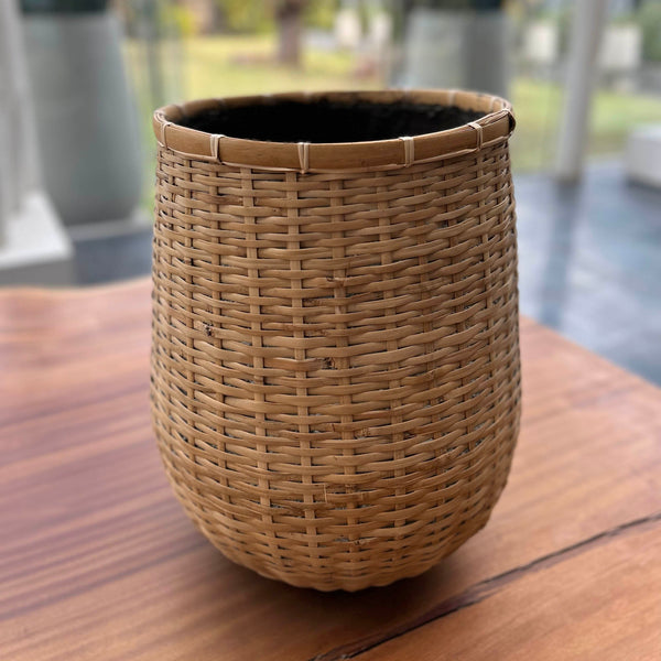 Lh Imports Bamboo Indoor Basket Pot - Natural Elegance For Your Home Décor, Perfect For Plant Lovers & Style Brown Bamboo,Concrete Pat046-n