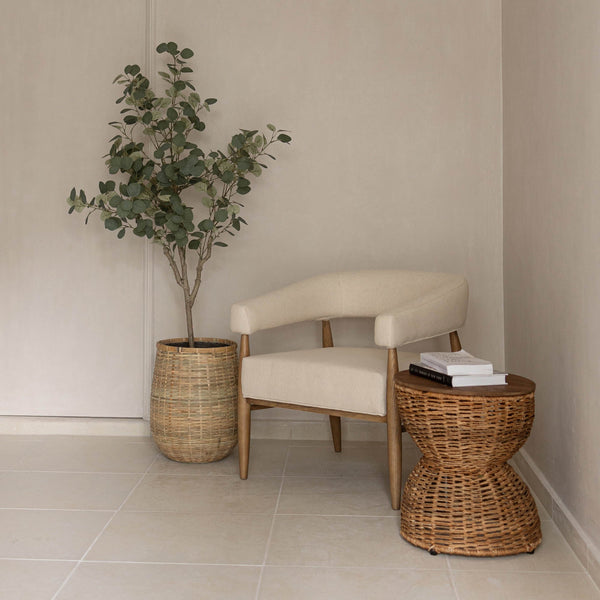 Lh Imports Bamboo Indoor Basket Pot - Natural Elegance For Your Home Décor, Perfect For Plant Lovers & Style Brown Bamboo,Concrete Pat046-n