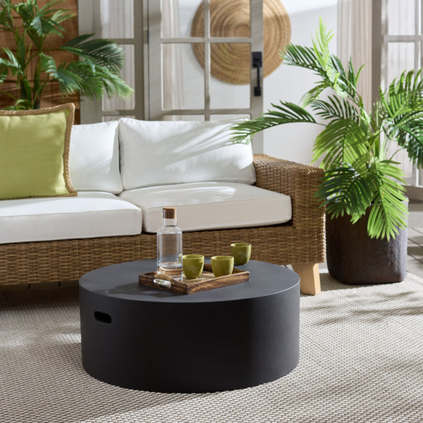 Georgia Round Coffee Table Low-Profile 31.5" Durable Polyfiber Modern Centerpiece For Living Rooms