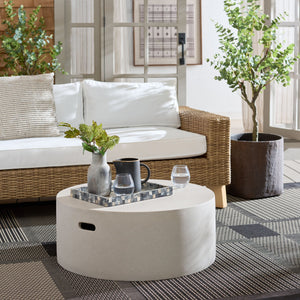 Georgia Round Coffee Table Low-Profile 31.5" Durable Polyfiber Modern Centerpiece For Living Rooms