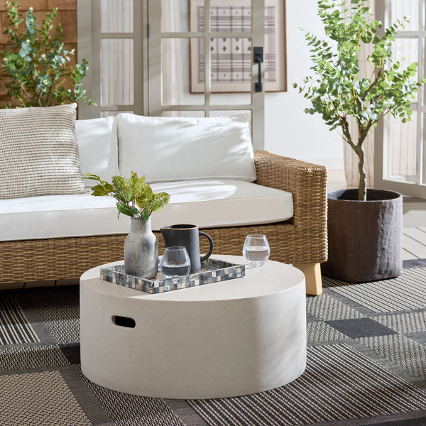 Georgia Round Coffee Table Low-Profile 31.5" Durable Polyfiber Modern Centerpiece For Living Rooms