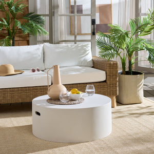 Georgia Round Coffee Table Low-Profile 31.5" Durable Polyfiber Modern Centerpiece For Living Rooms