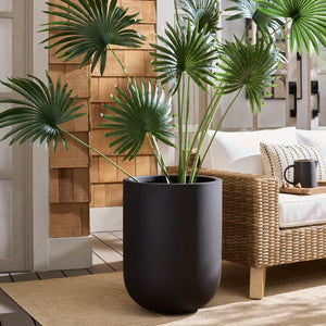 Ethan Sleek Tall Fiberstone Planter With Matte Finish, Weather-Resistant Tapered Pot For Year-Round Use