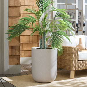 Ethan Sleek Tall Fiberstone Planter With Matte Finish, Weather-Resistant Tapered Pot For Year-Round Use