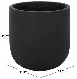 Ethan Low Wide Planter Pot - Sleek Fiberstone Construction, Weather-Resistant Modern Planter For Patios