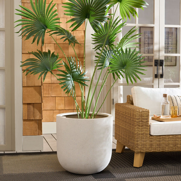 Ethan Low Wide Planter Pot - Sleek Fiberstone Construction, Weather-Resistant Modern Planter For Patios