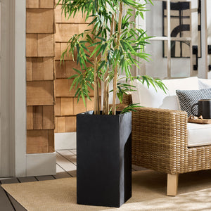Marcy Pedestal Planter With Tall Sculptural Profile, Fiberstone Durability, Uv & Frost Resistant (24")