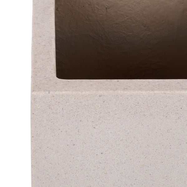 Marcy Pedestal Planter With Tall Sculptural Profile, Fiberstone Durability, Uv & Frost Resistant (24")