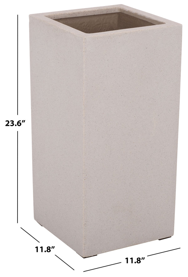 Marcy Pedestal Planter With Tall Sculptural Profile, Fiberstone Durability, Uv & Frost Resistant (24")