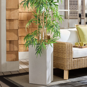 Marcy Pedestal Planter With Tall Sculptural Profile, Fiberstone Durability, Uv & Frost Resistant (24")