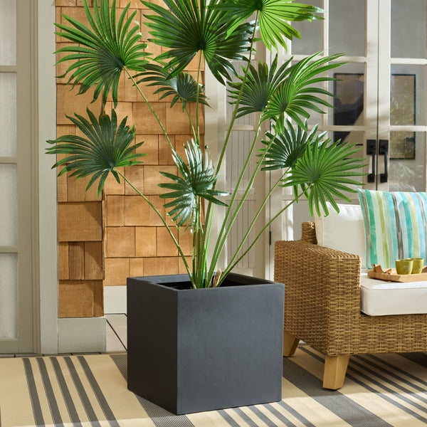 Marcy Low Wide Planter - Contemporary Fiberstone Planter With Matte Finish, Weather-Resistant Elegance