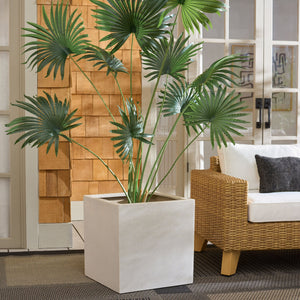 Marcy Low Wide Planter - Contemporary Fiberstone Planter With Matte Finish, Weather-Resistant Elegance