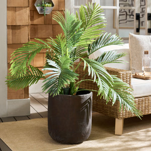 Cana Cement-Bamboo Planter Pot With Textured Artisanal Finish, Durable Indoor-Outdoor Accent (17.3")