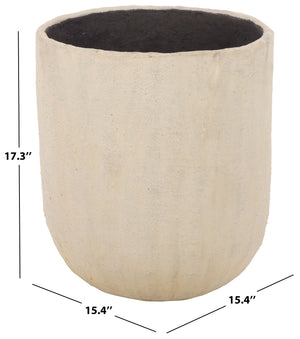 Cana Cement-Bamboo Planter Pot With Textured Artisanal Finish, Durable Indoor-Outdoor Accent (17.3")